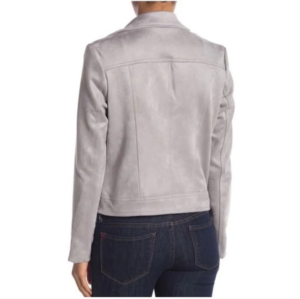 Philosophy By Republic Open Front Soft Heather Grey Faux Suede Moto Jacket XL
